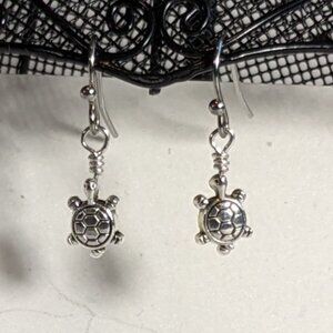 Hand-made mini metal turtles on stainless steel ear wires. New!